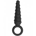 Черная рельефная елочка для анального секса Dildo With Metal Ring Shots № 60