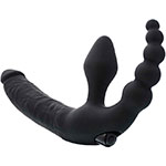 Черный страпон с вибрацией Toyfa Black&Red Strapless Strap-On с анально-вагинальной фиксацией