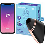 Черный стимулятор для клитора Satisfyer Love Triangle с управлением со смартфона