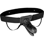 Фото черного двойного страпона с вибрацией от Lux Fetish