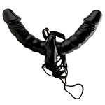 Vibrating Double Delight Strap On телесного цвета от PipeDream