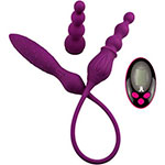 Двусторонний лиловый вибростимулятор Adrien Lastic Double Ended Vibrator с пультом