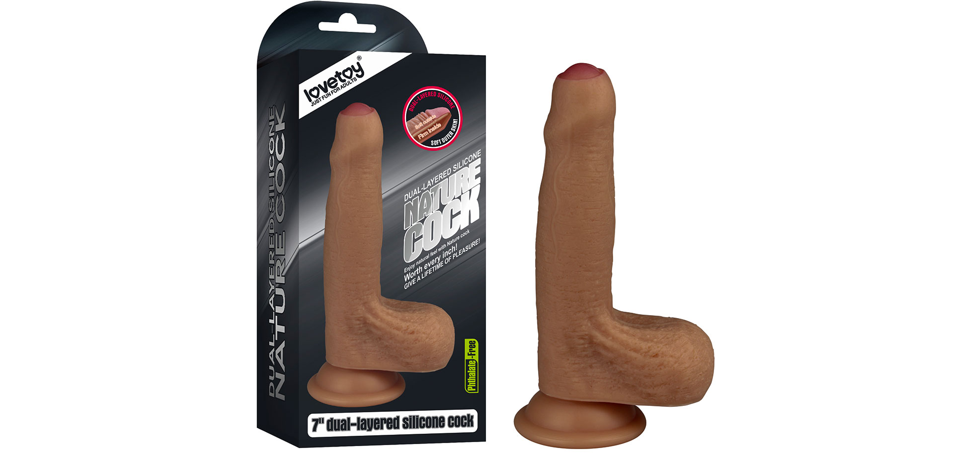 Фаллоимитатор с мошонкой Lovetoy Dual Layered Uncircumcised.