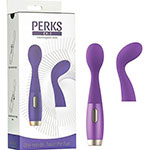 Фиолетовый миниатюрный вибратор Le Stelle Perks Series EX-1 с насадками в наборе