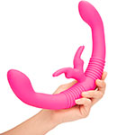 Изображение розового двухстороннего люксового вибратора-кролика Together Toy