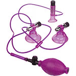 Лиловые помпы 3 в 1 для груди и клитора Vibrating Triple Suckers