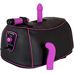 Черная машина для секса в виде седла Love Machine с лиловыми насадками