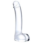 Стеклянный реалистичный фаллоимитатор Curved G-Spot Glas с мошонкой