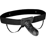 Черный страпон с функцией вибрации Lux Fetish Unisex Vibrating Hollow Strap-On