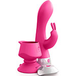 Розовый вибратор с крышечкой 3Some Wall Banger Rabbit Pipedream на дистанционном управлении